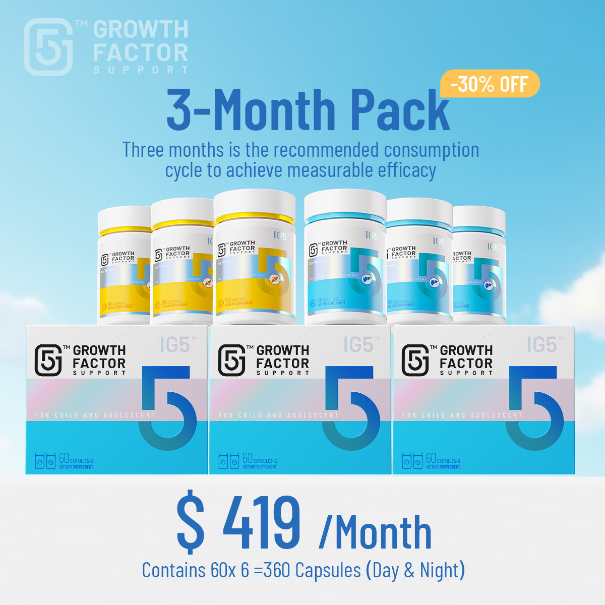 IG5 Supplement For Kids' Height - Helps Children Grow to Reach Their Full Height Potential 